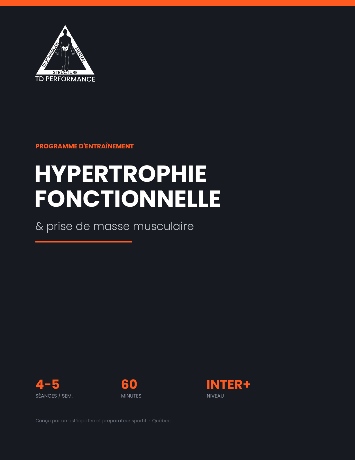 Couverture du programme PDF Hypertrophie fonctionnelle de TD Performance